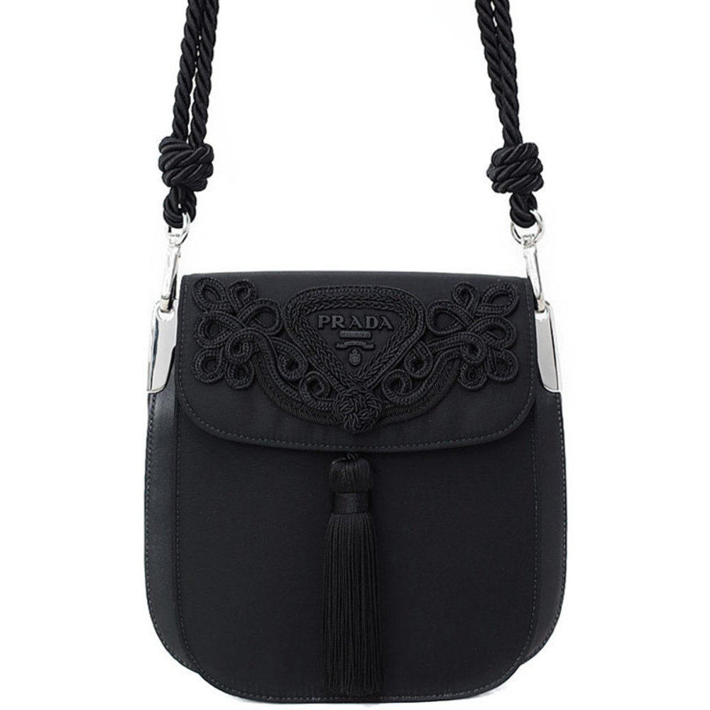 Prada Embroidered Fringe Shoulder Bag